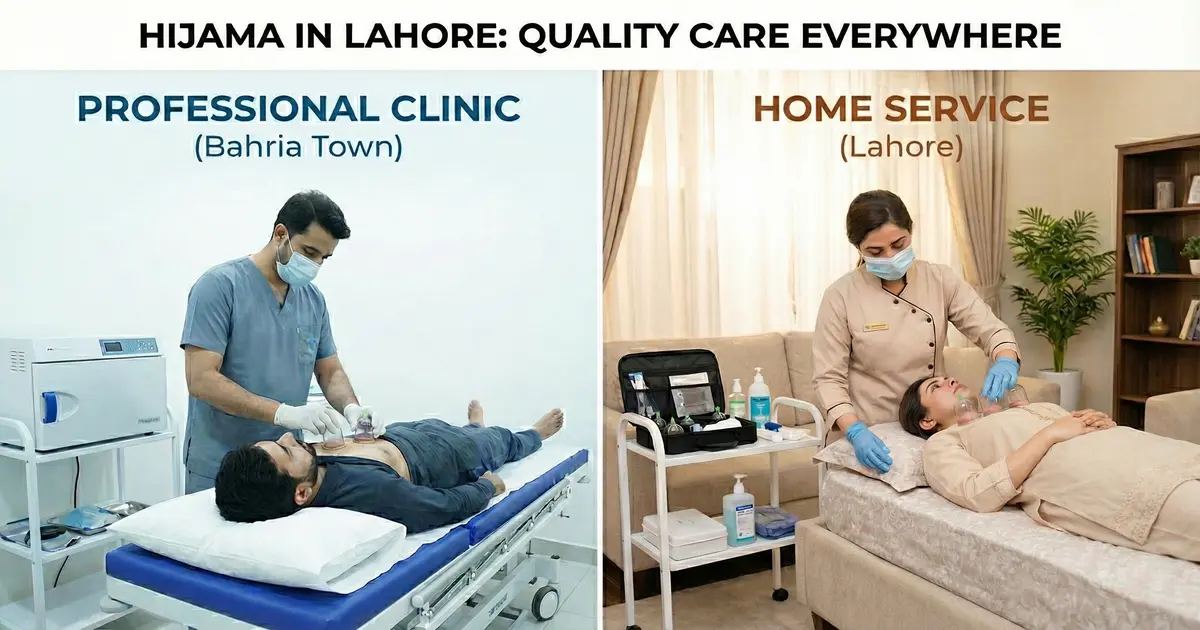 Professional Hijama therapy session in Bahria Town Lahore clinic.