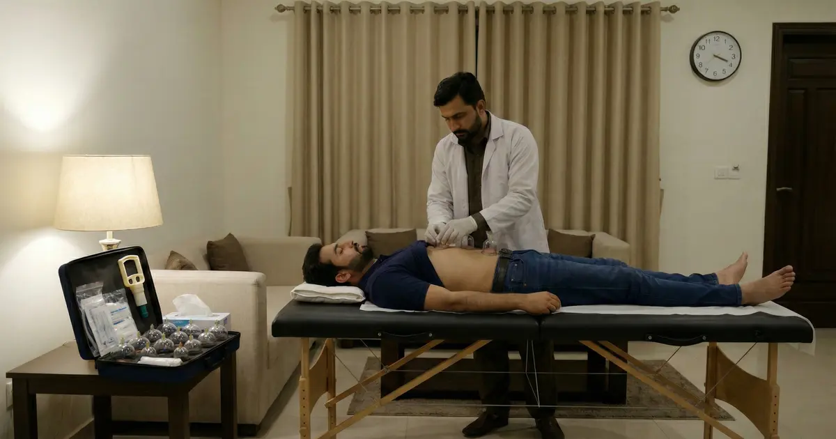 24/7 Hijama home service kit and therapist providing emergency relief in Bahria Town Lahore.