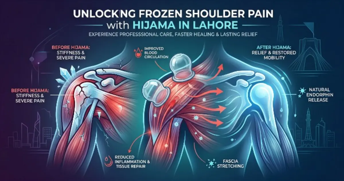 Patient receiving Hijama for frozen shoulder in Lahore at a professional clinic in Bahria Town