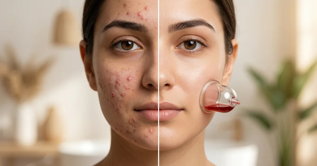 Patient receiving Hijama for acne in Lahore to naturally detoxify blood and get clear, glowing skin