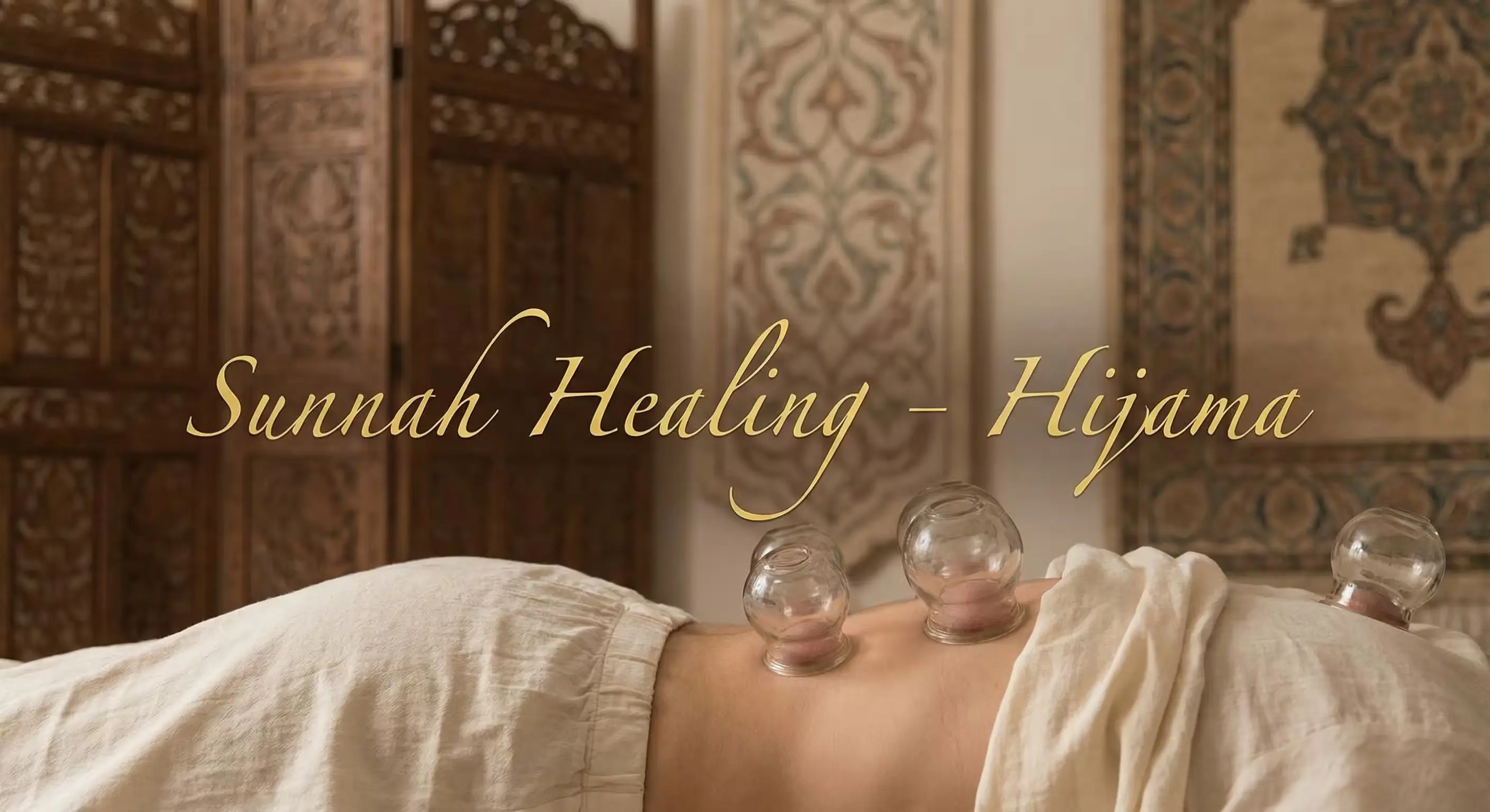 Hijama cups placed on back for sunnah cupping therapy